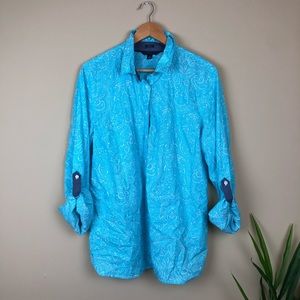 Blue Paisley Print Oxford